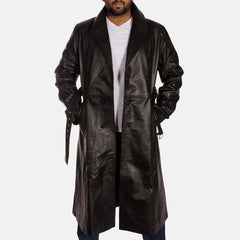 Jovon Black Leather Coat Jacket