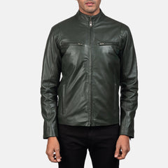 Jopix Green Leather Biker Jacket