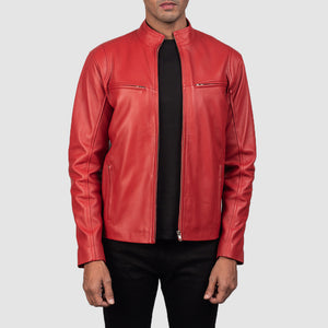 Jopix Red Leather Biker Jacket