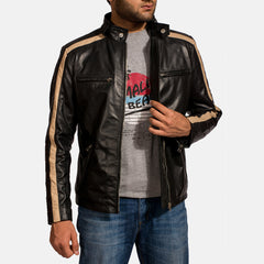 Wypum Black Leather Biker Jacket