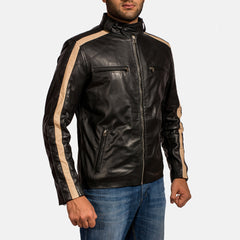 Wypum Black Leather Biker Jacket