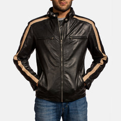 Wypum Black Leather Biker Jacket