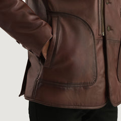 Quden Brown Leather Coat Jacket