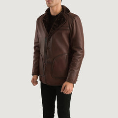 Quden Brown Leather Coat Jacket