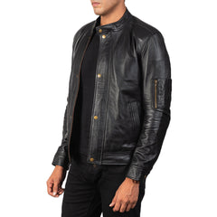 Uldar Black Leather Biker Jacket