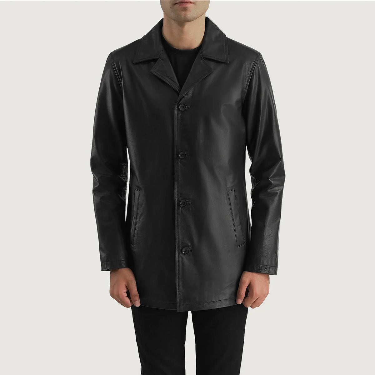 Mivus Black Leather Coat Jacket