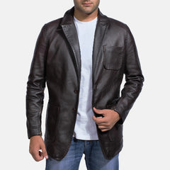 Sumix Black Leather Blazer Jacket