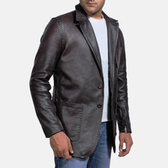 Sumix Black Leather Blazer Jacket