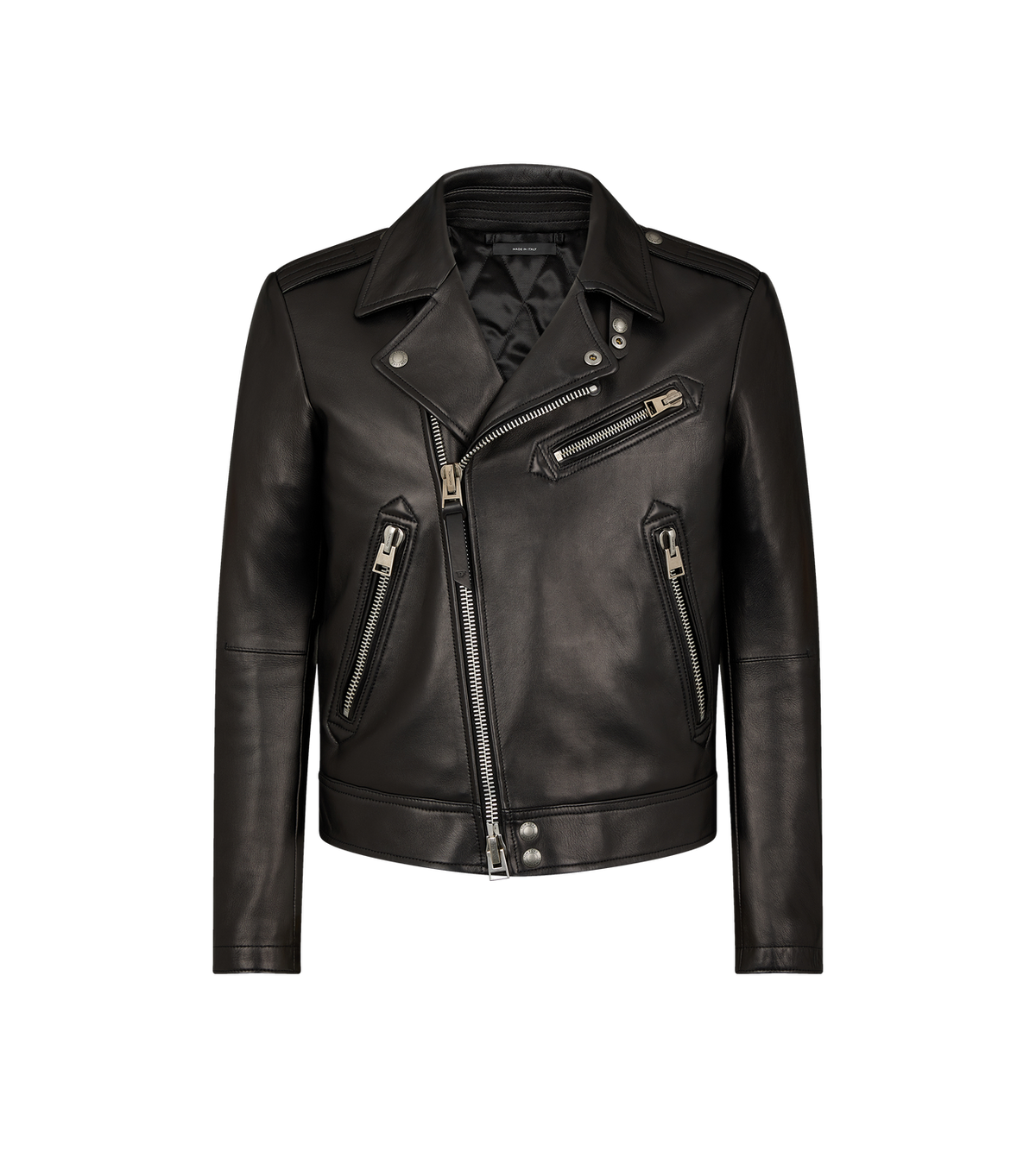 Noir Edge Grain Leather Biker Jacket