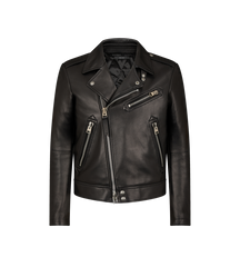 Noir Edge Grain Leather Biker Jacket