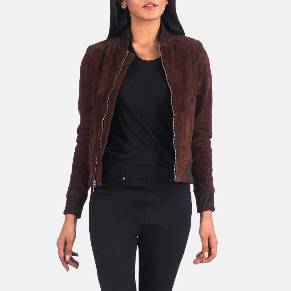 Nadas Brown Suede Bomber Jacket
