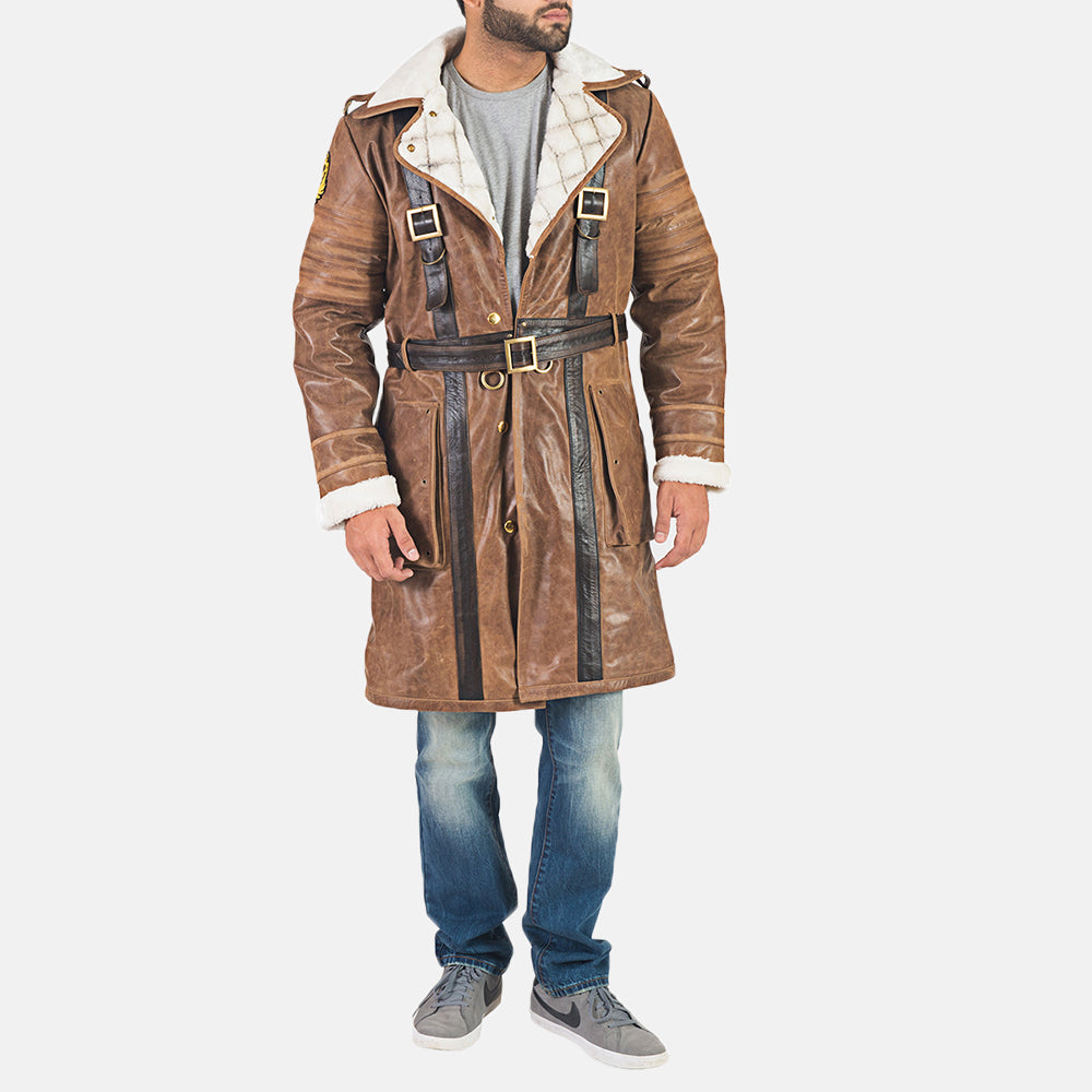 Vagar Brown Leather Coat Jacket