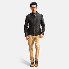 Arbet Black Leather Quilted Jacket