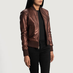 Wygion Maroon Leather Bomber Jacket