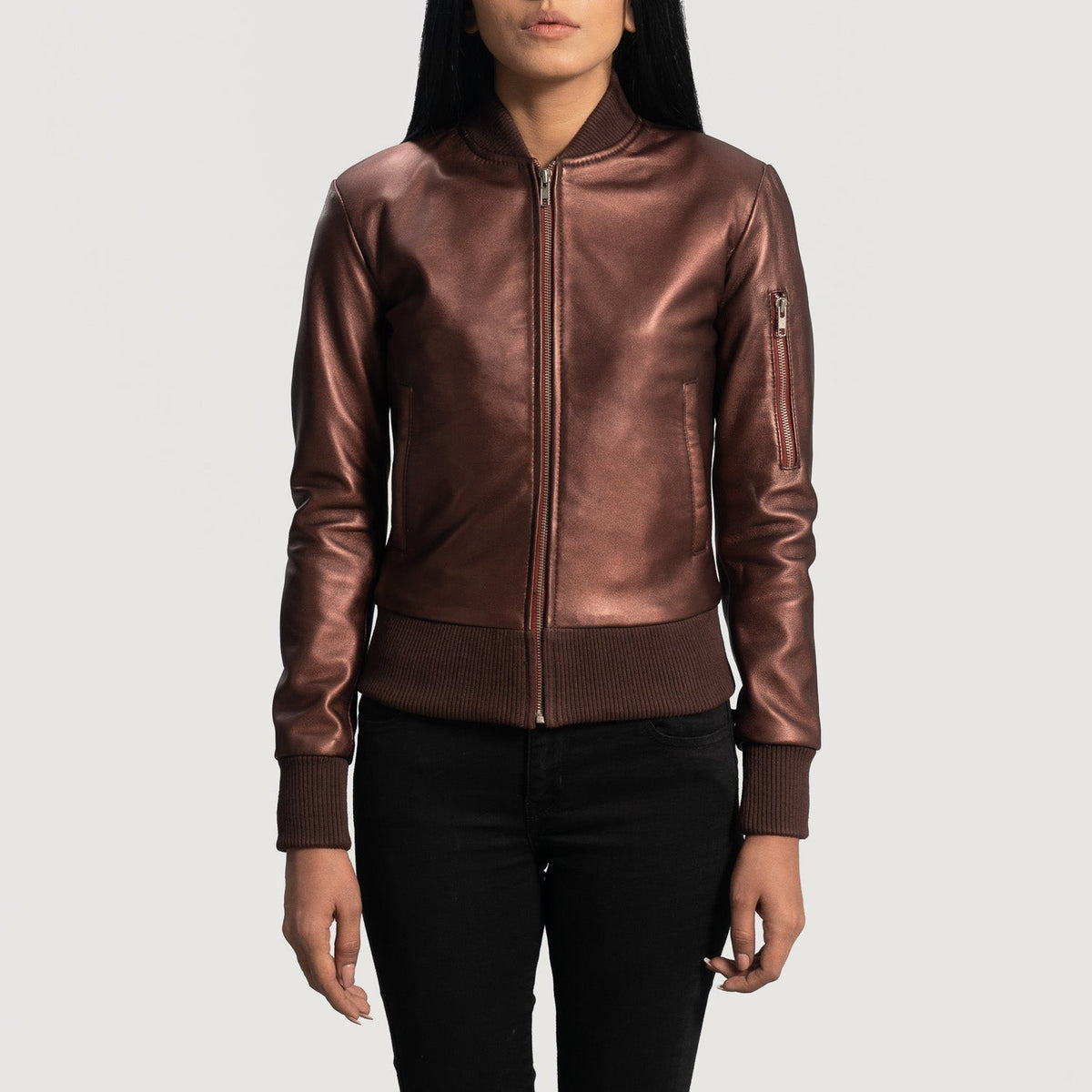 Wygion Maroon Leather Bomber Jacket