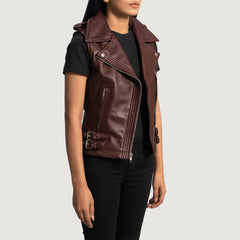 Makus Maroon Leather Biker Jacket