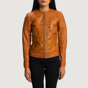 Wyrean Tan Leather Biker Jacket