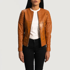 Wyrean Tan Leather Biker Jacket