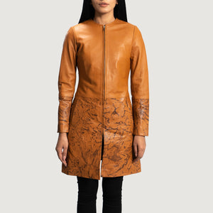 Wyrean Tan Leather Coat Jacket