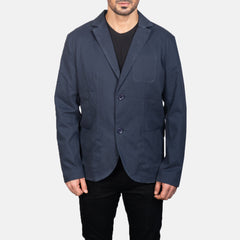 Suros Blue Leather Blazer Jacket