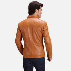 Tinet Tan Leather Biker Jacket