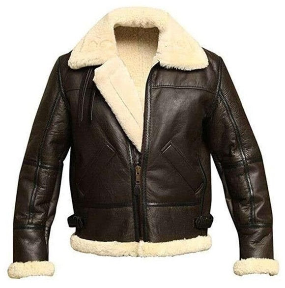 Classic B-3 Sheepskin Leather Bomber Jacket