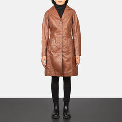 Vakos Brown Leather Coat Jacket
