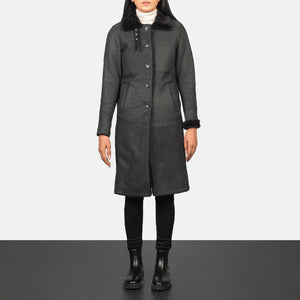 Vikis Black Leather Coat Jacket