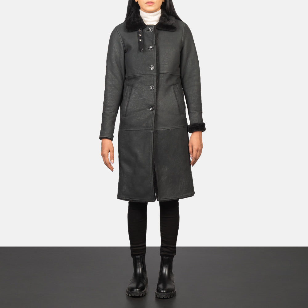 Vikis Black Leather Coat Jacket