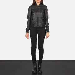 Tarar Black Leather Bomber Jacket