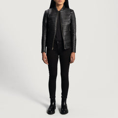 Siben Black Leather Biker Jacket