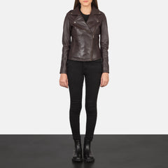 Elsus Maroon Leather Biker Jacket