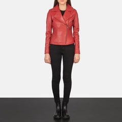 Elsus Red Leather Biker Jacket