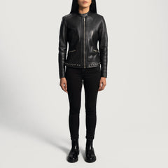Zevet Black Leather Biker Jacket
