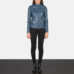 Ripel Blue Leather Biker Jacket