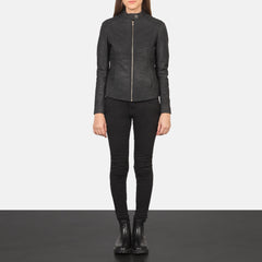 Ripel Black Leather Biker Jacket