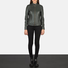 Ripel Green Leather Biker Jacket