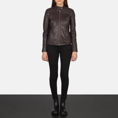 Ripel Maroon Leather Biker Jacket