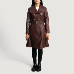 Xanen Maroon Leather Coat Jacket