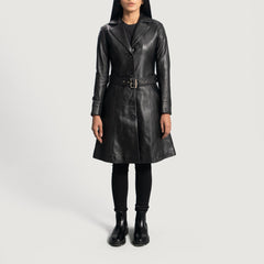 Sator Black Leather Coat Jacket