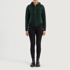 Sutix Green Suede Hooded Bomber Jacket