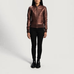 Wygion Maroon Leather Bomber Jacket