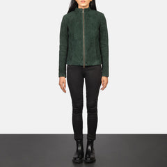 Jotean Green Suede Biker Jacket
