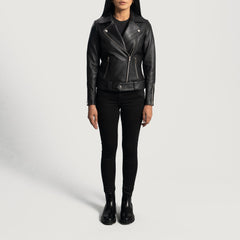 Silen Black Leather Biker Jacket