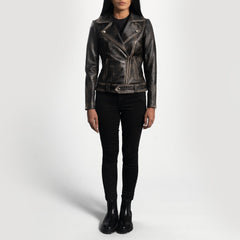 Silen Brown Leather Biker Jacket