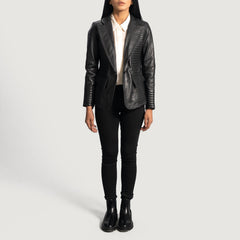 Takas Black Leather Blazer Jacket