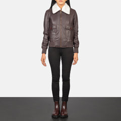 Ulbet Maroon Leather Bomber Jacket