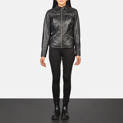 Qulos Black Leather Jacket