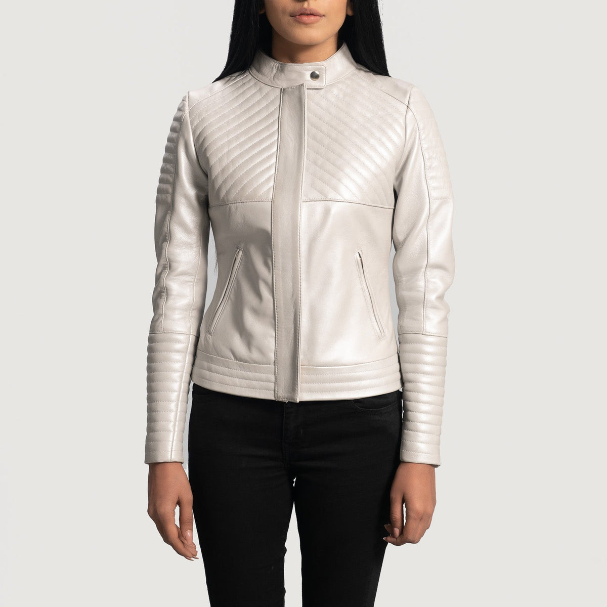 Zelum Leather Quilted Biker Jacket