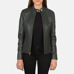 Ripel Green Leather Biker Jacket